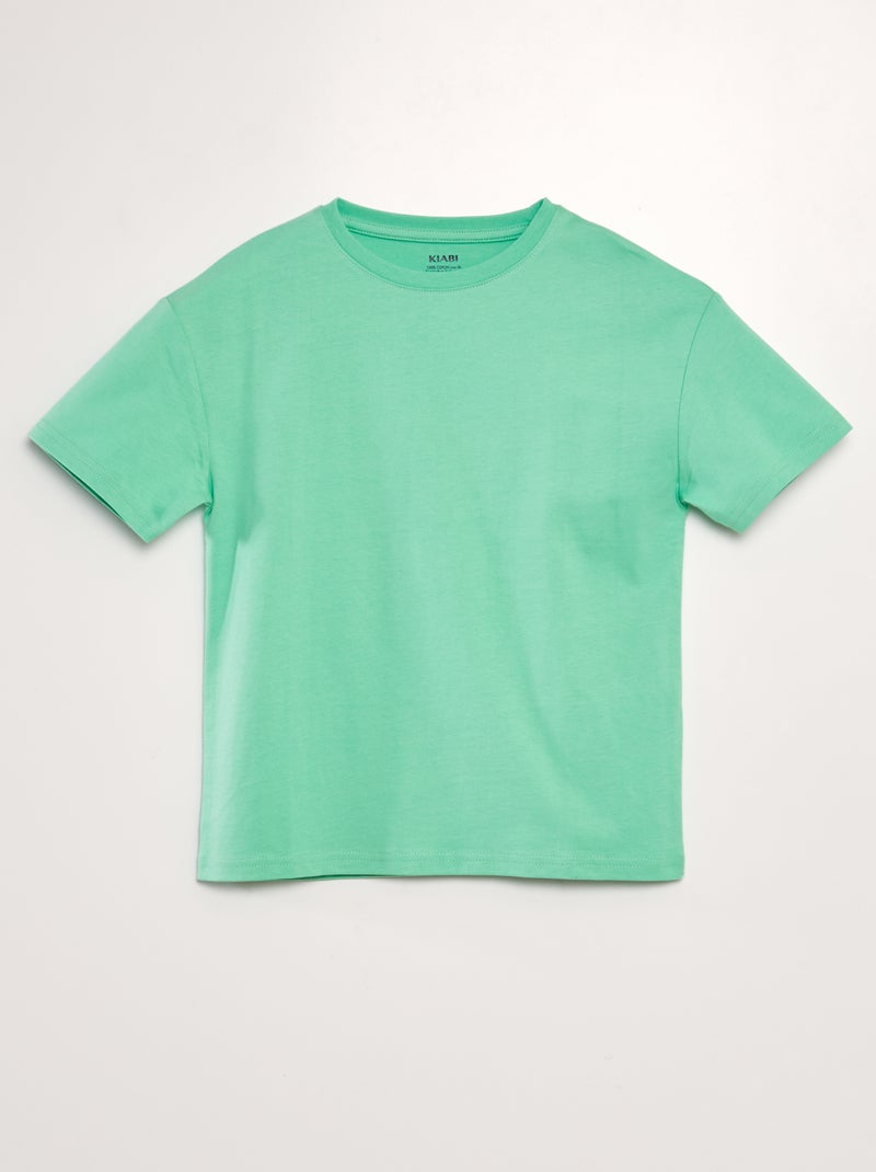 T-shirt uni en maille jersey épaisse - Tough Cotton™ Vert - Kiabi