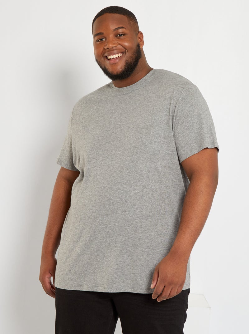 T-shirt uni en maille jersey gris chiné - Kiabi
