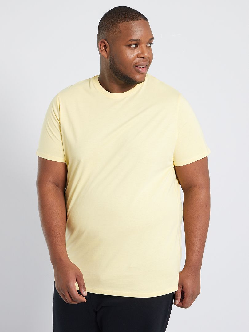 T-shirt uni en maille jersey jaune pâle - Kiabi