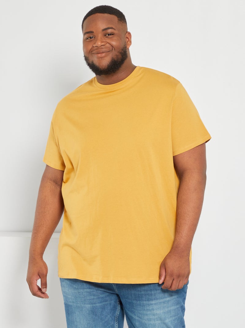 T-shirt uni en maille jersey Jaune - Kiabi