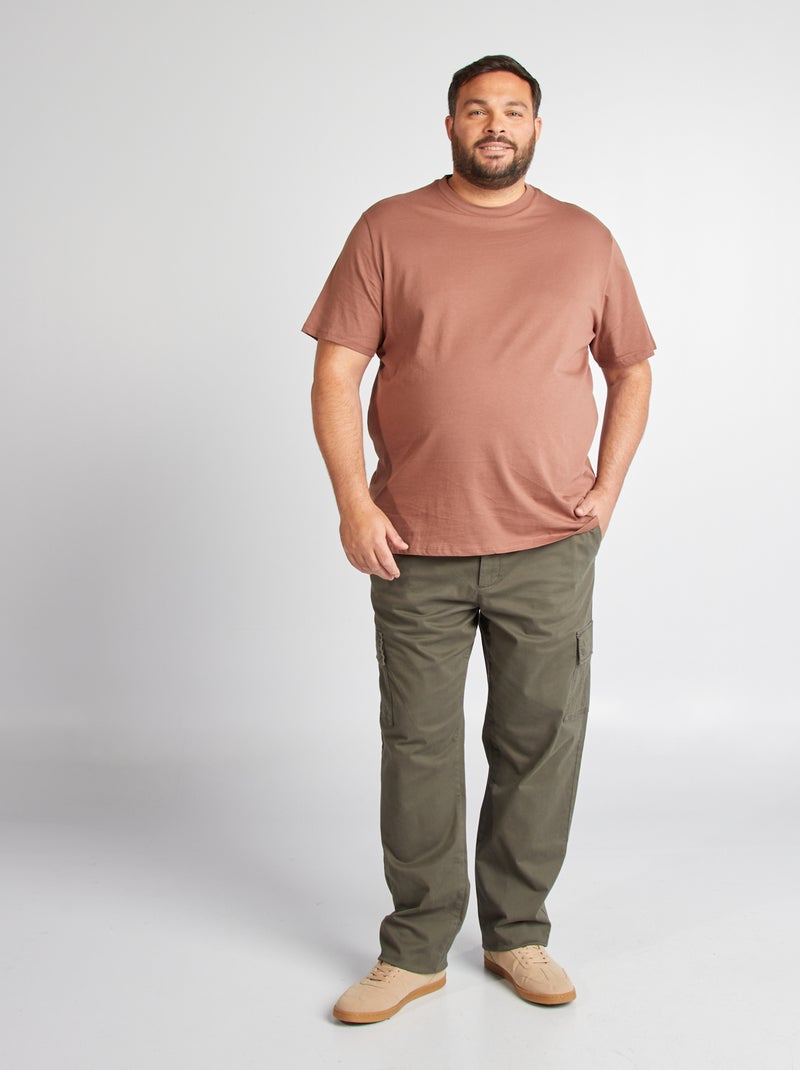 T-shirt uni en maille jersey Marron - Kiabi