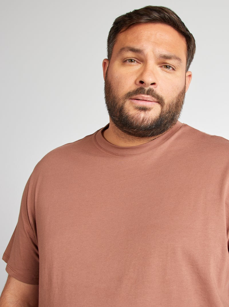 T-shirt uni en maille jersey Marron - Kiabi