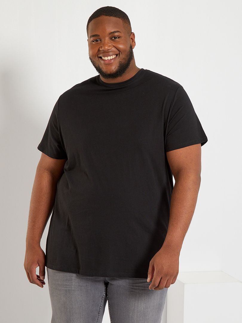 T-shirt uni en maille jersey noir - Kiabi