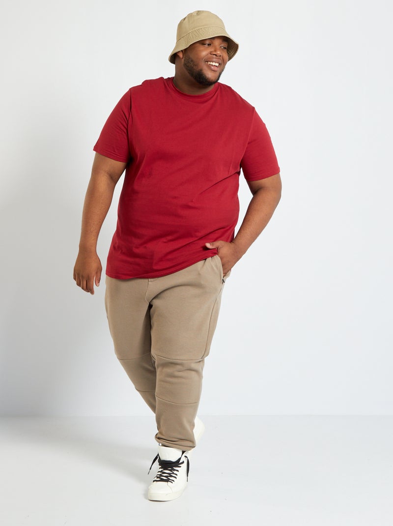 T-shirt uni en maille jersey rouge bordeaux - Kiabi