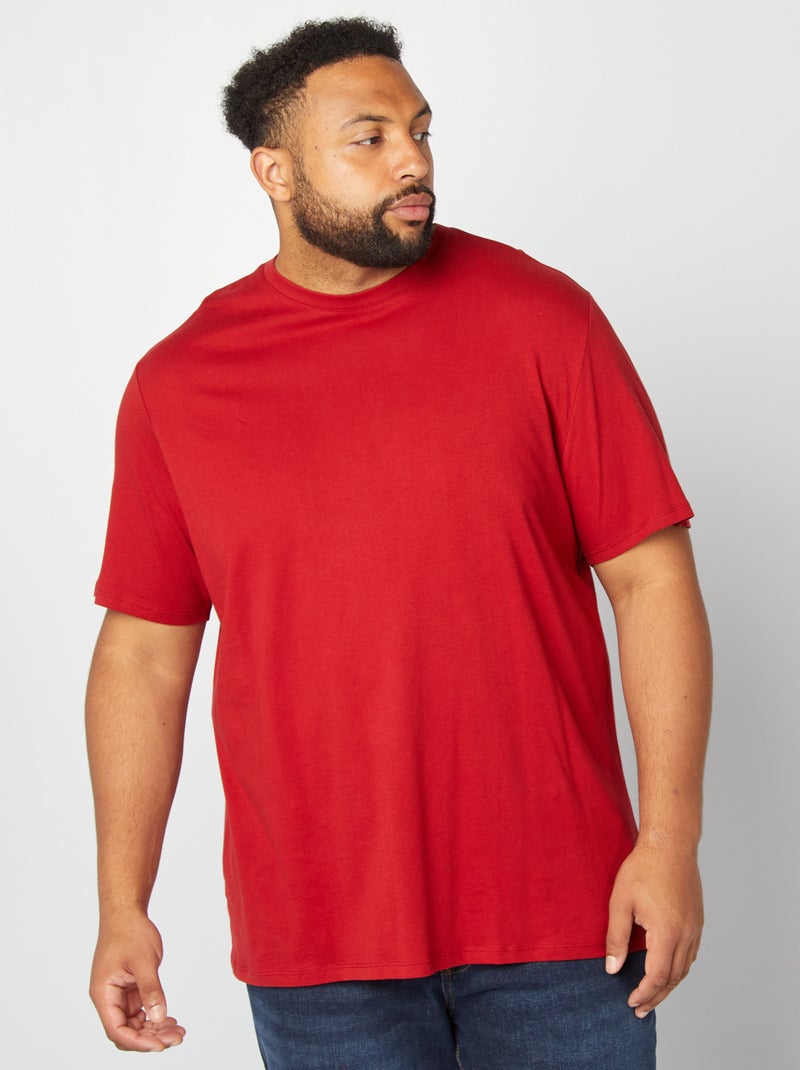 T-shirt uni en maille jersey Rouge - Kiabi