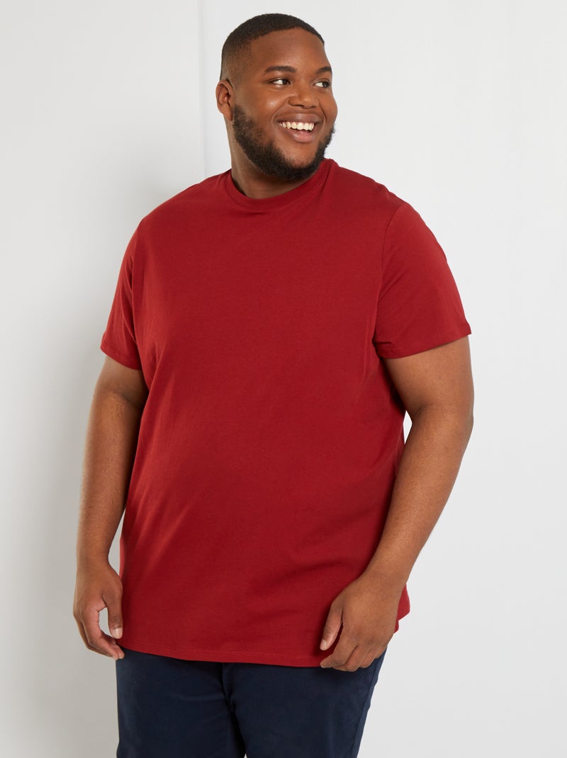 T-shirt uni en maille jersey Rouge - Kiabi