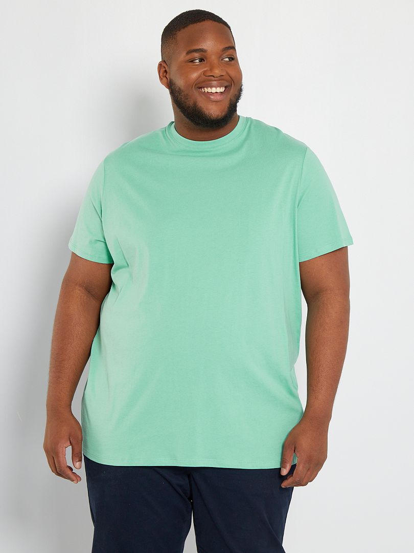 T-shirt uni en maille jersey vert de gris - Kiabi