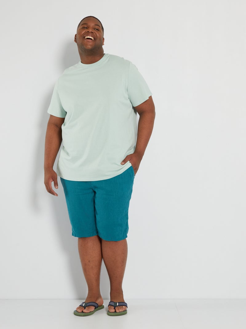 T-shirt uni en maille jersey Vert d'eau - Kiabi