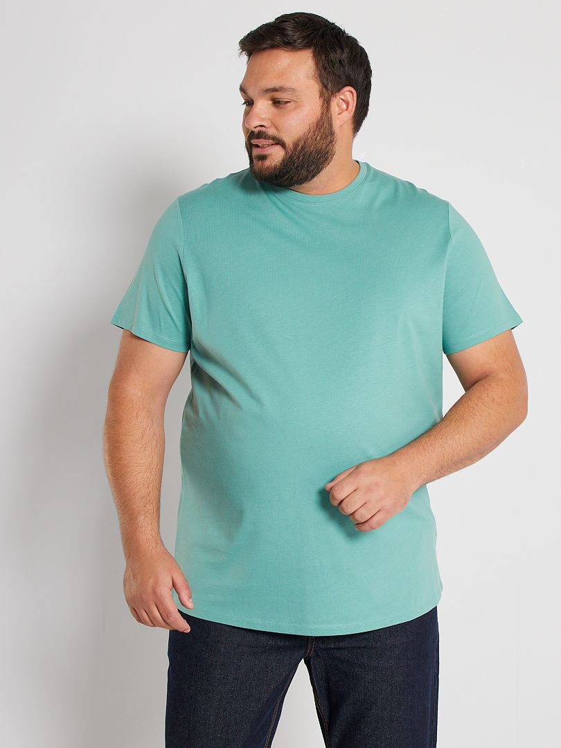 T-shirt uni en maille jersey vert pâle - Kiabi