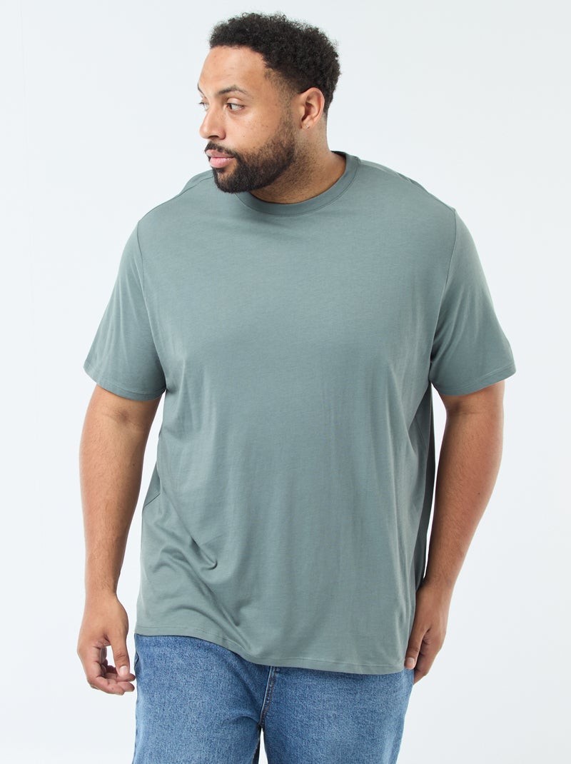 T-shirt uni en maille jersey Vert - Kiabi