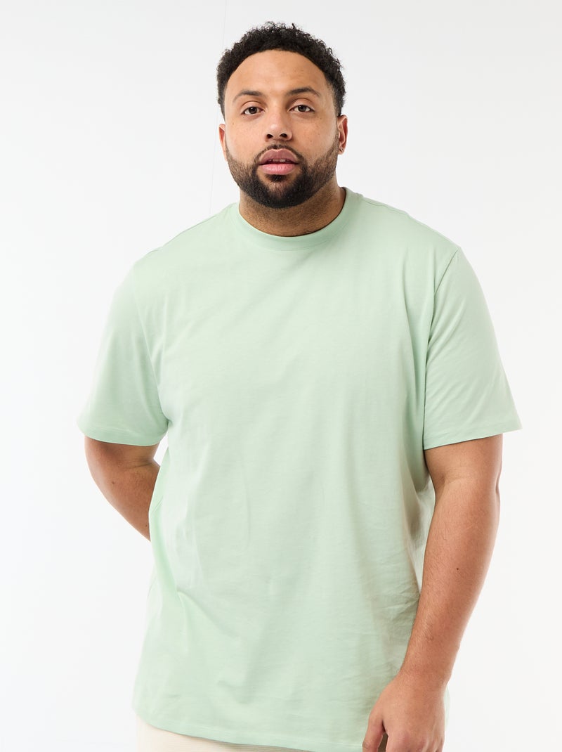 T-shirt uni en maille jersey Vert - Kiabi