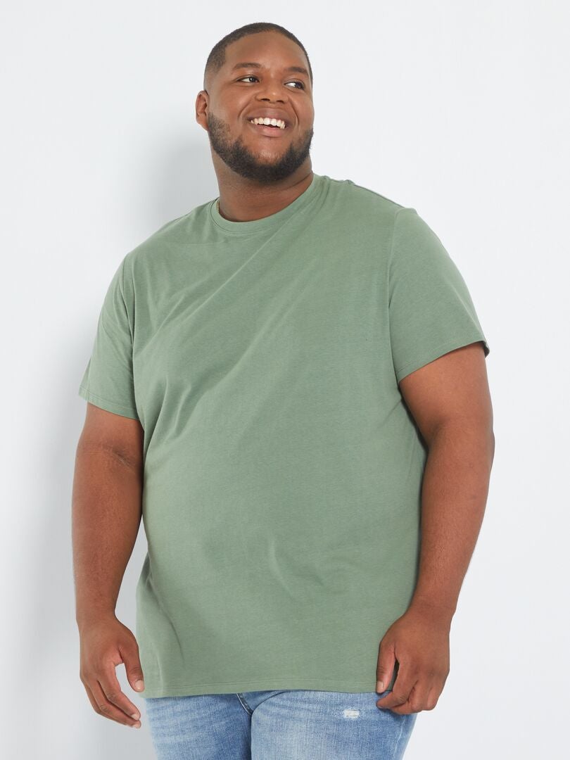 T-shirt uni en maille jersey Vert - Kiabi