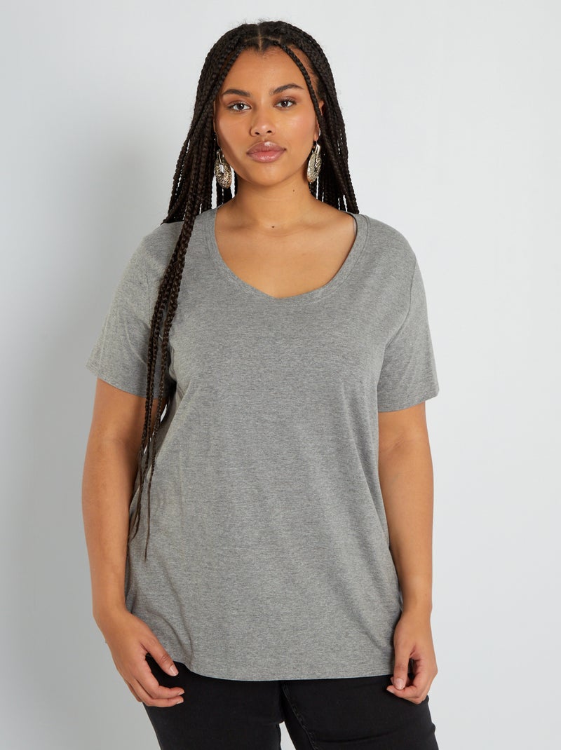 T-shirt Uni Gris - Kiabi