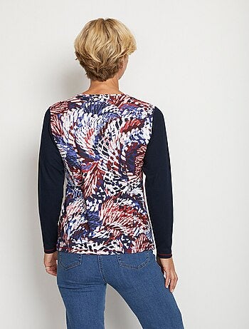 T-shirt uni imprimé manches longues