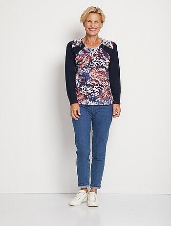 T-shirt uni imprimé manches longues