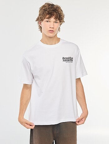 T-shirt uni imprimé recto/verso à manches longues