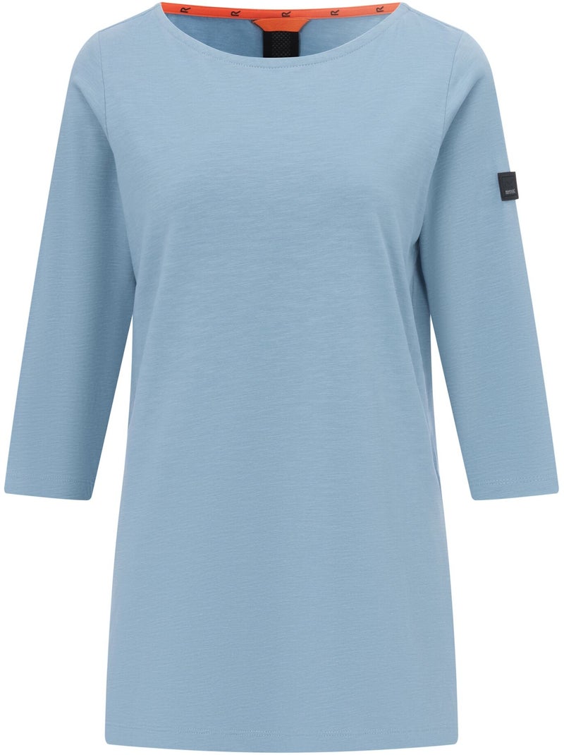T-shirt uni manches ¾ col bateau pevia - regatta Bleu clair - Kiabi