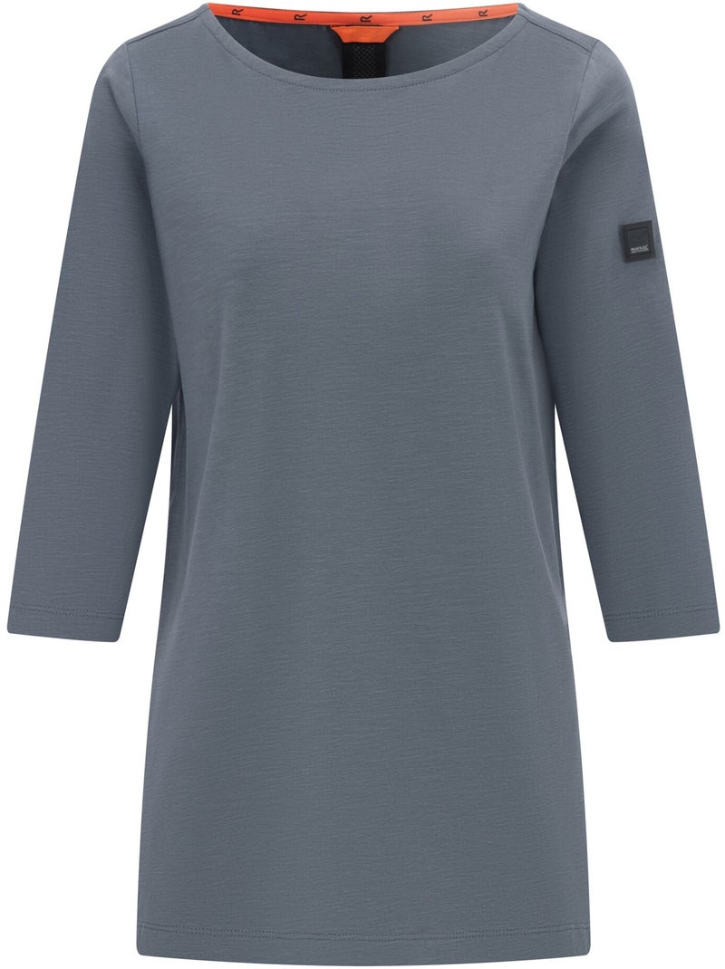 T-shirt uni manches ¾ col bateau pevia - regatta Gris foncé - Kiabi
