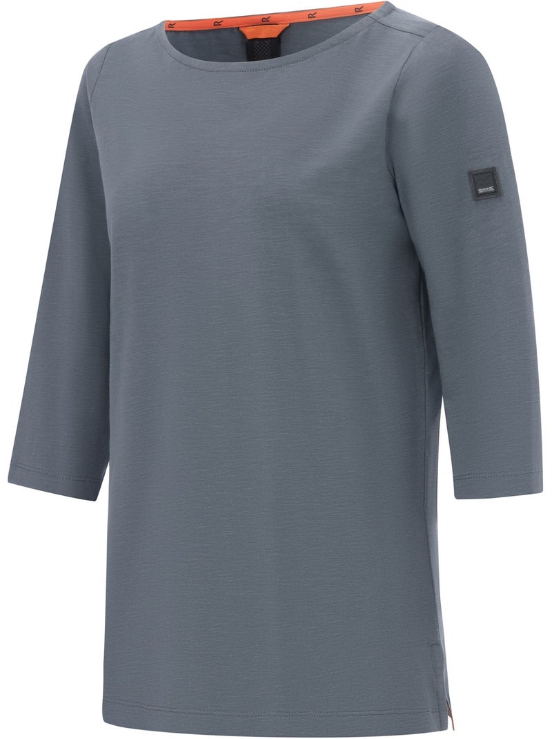 T-shirt uni manches ¾ col bateau pevia - regatta Gris foncé - Kiabi