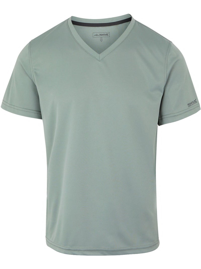 T-shirt uni manches courtes à col v fingal - regatta Gris Vert - Kiabi