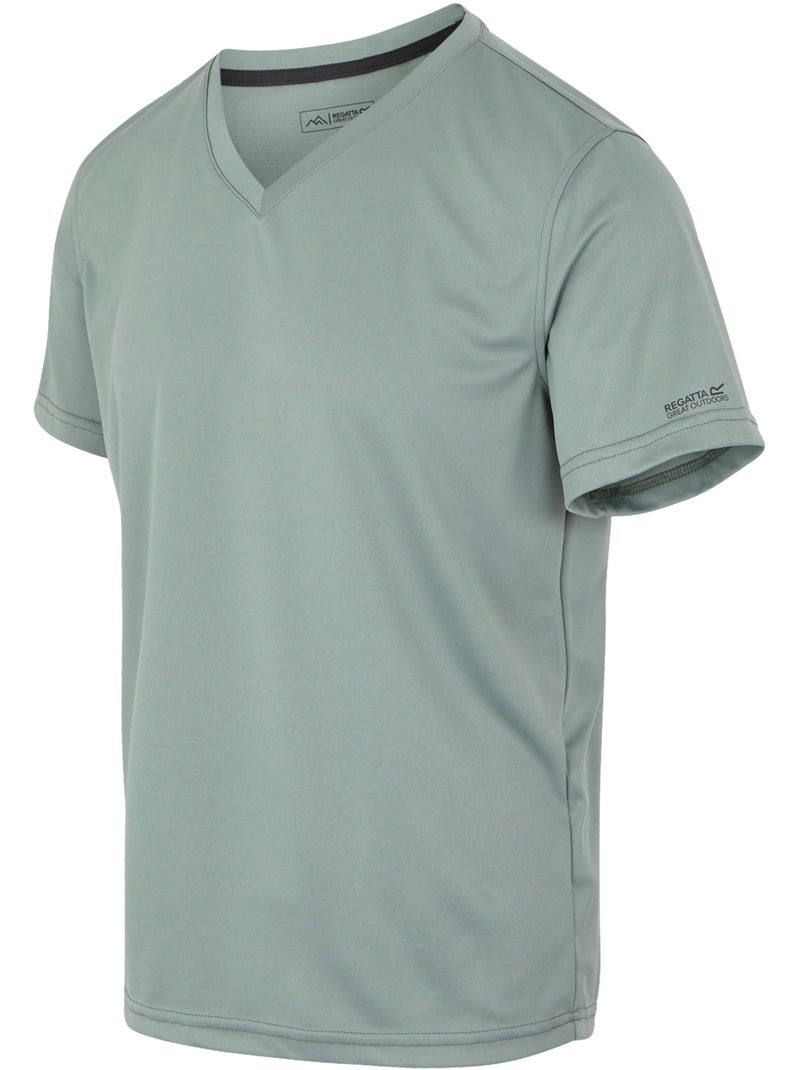 T-shirt uni manches courtes à col v fingal - regatta Gris Vert - Kiabi