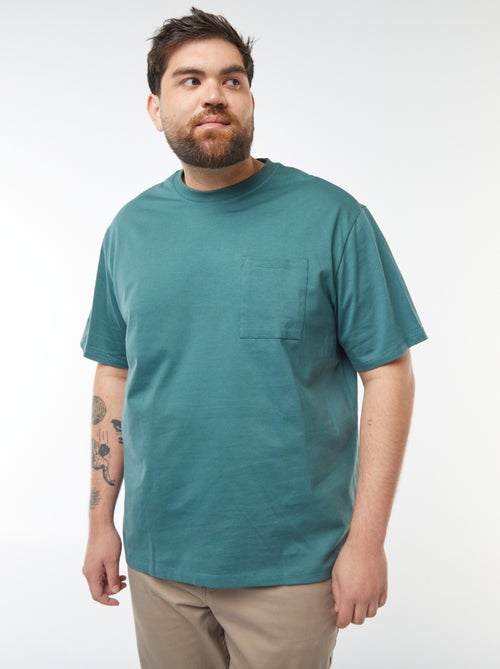 T-shirt uni manches courtes avec poche poitrine - Kiabi