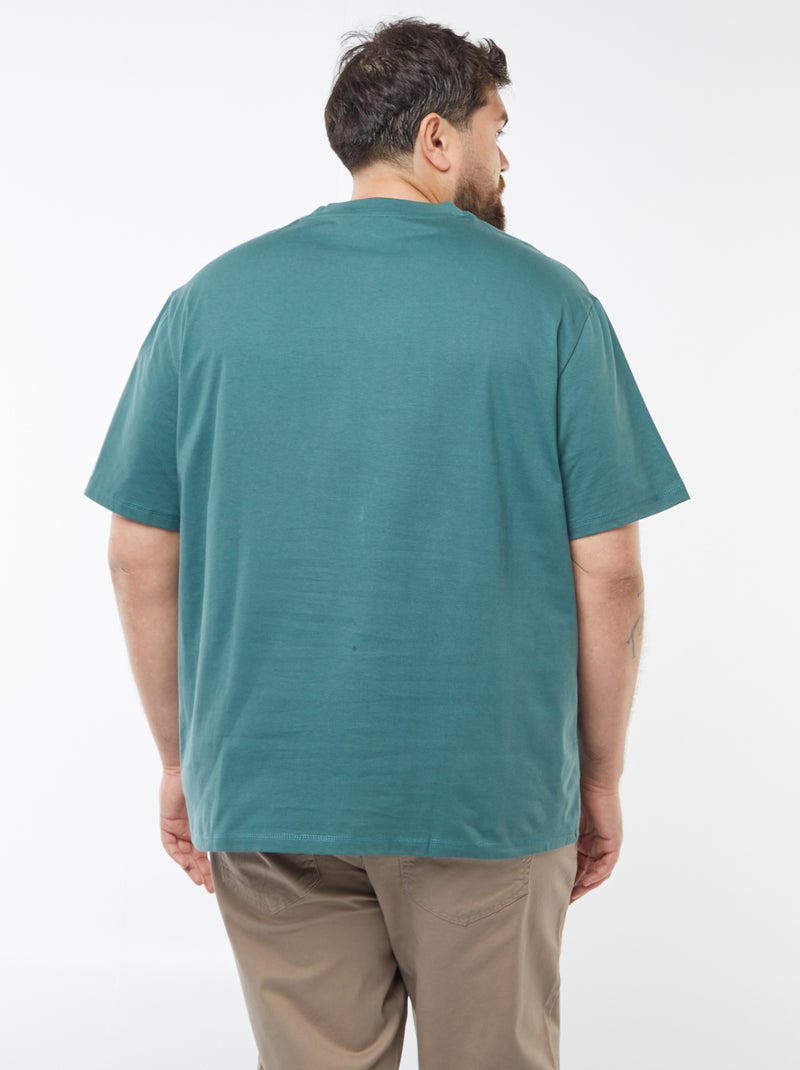 T-shirt uni manches courtes avec poche poitrine Vert - Kiabi