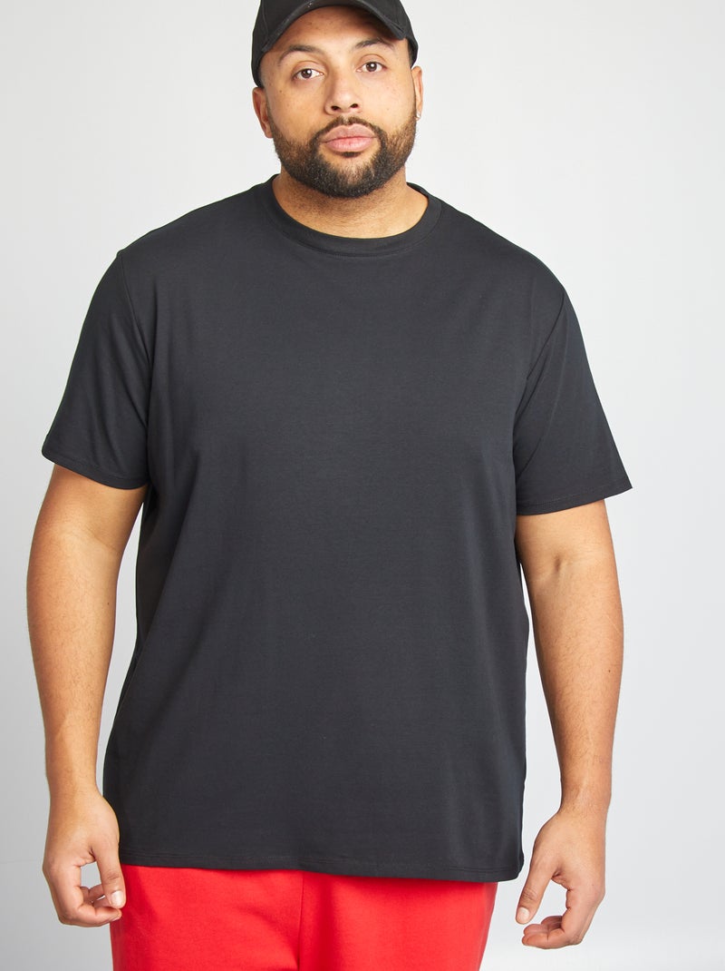 T-shirt uni manches courtes noir - Kiabi