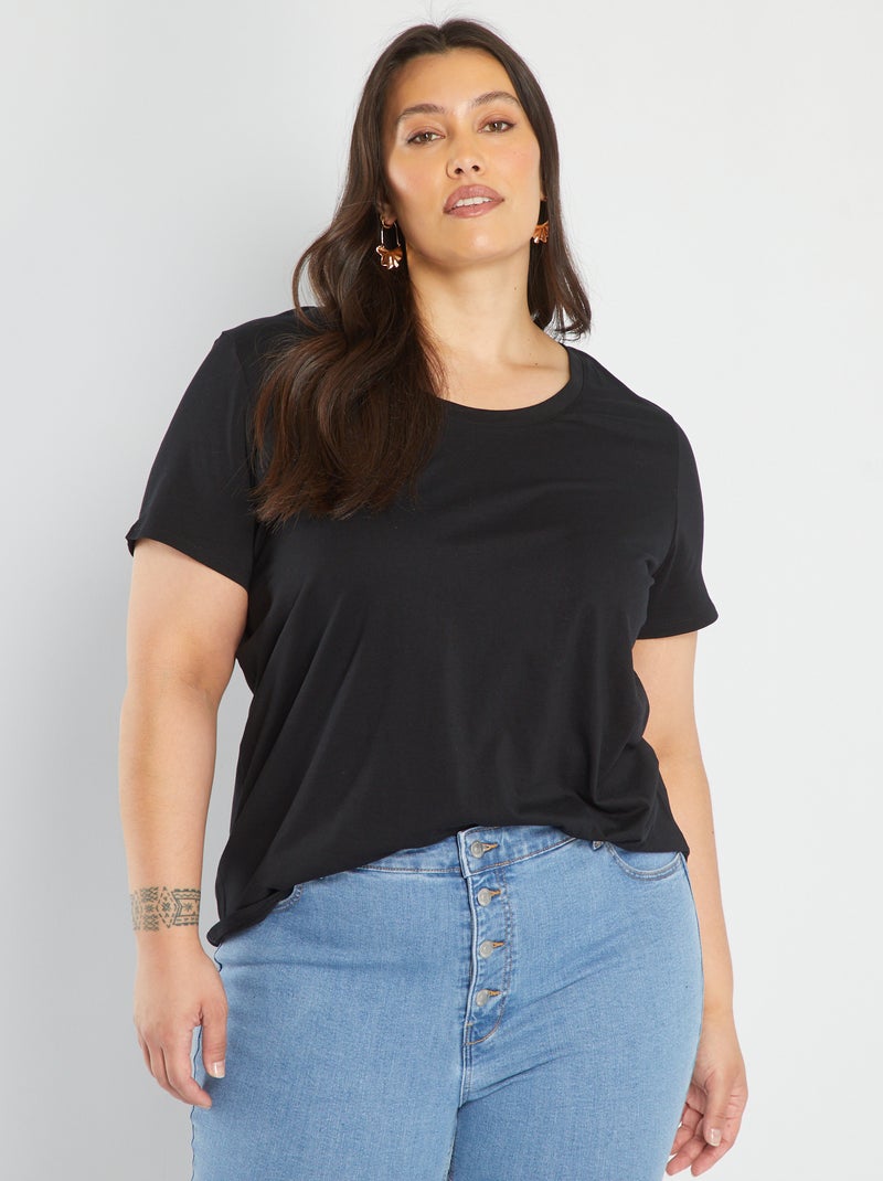 T-shirt uni noir - Kiabi