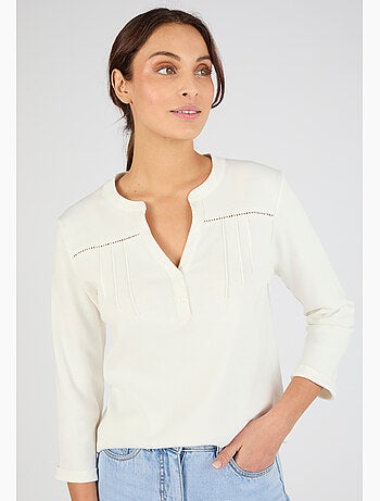 T-shirt uni ou imprimé pur coton - damart