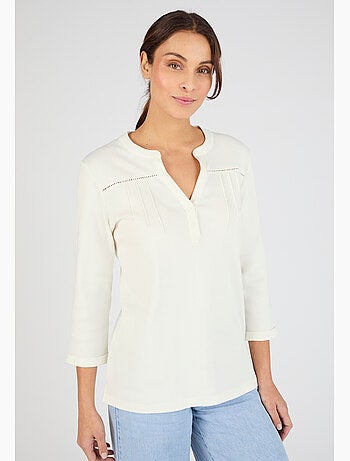 T-shirt uni ou imprimé pur coton - damart