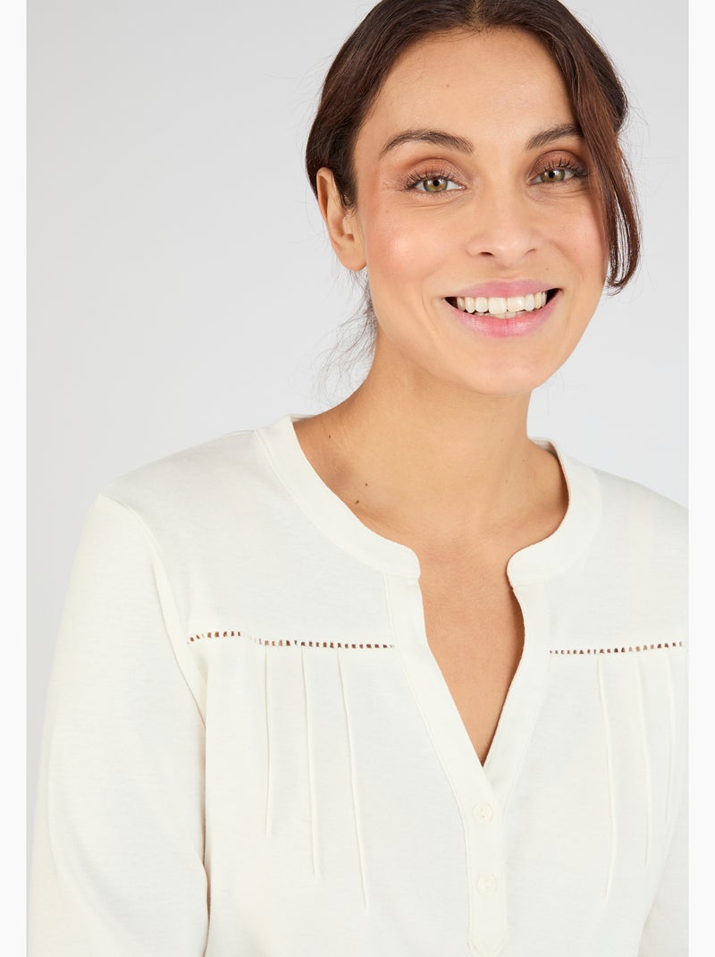 T-shirt uni ou imprimé pur coton - damart Blanc - Kiabi
