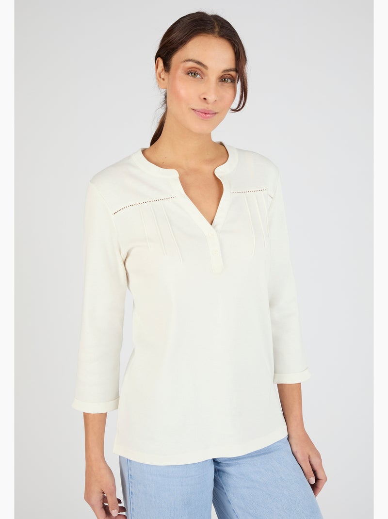 T-shirt uni ou imprimé pur coton - damart Blanc - Kiabi