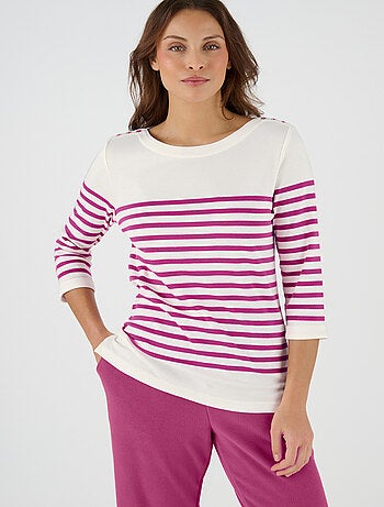 T-shirt uni ou rayé manches 3/4 - Happy D. by Damart