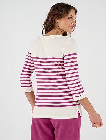T-shirt uni ou rayé manches 3/4 - Happy D. by Damart