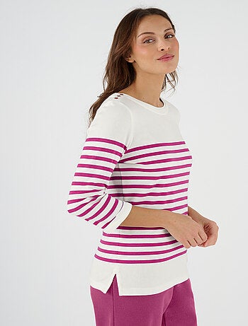 T-shirt uni ou rayé manches 3/4 - Happy D. by Damart