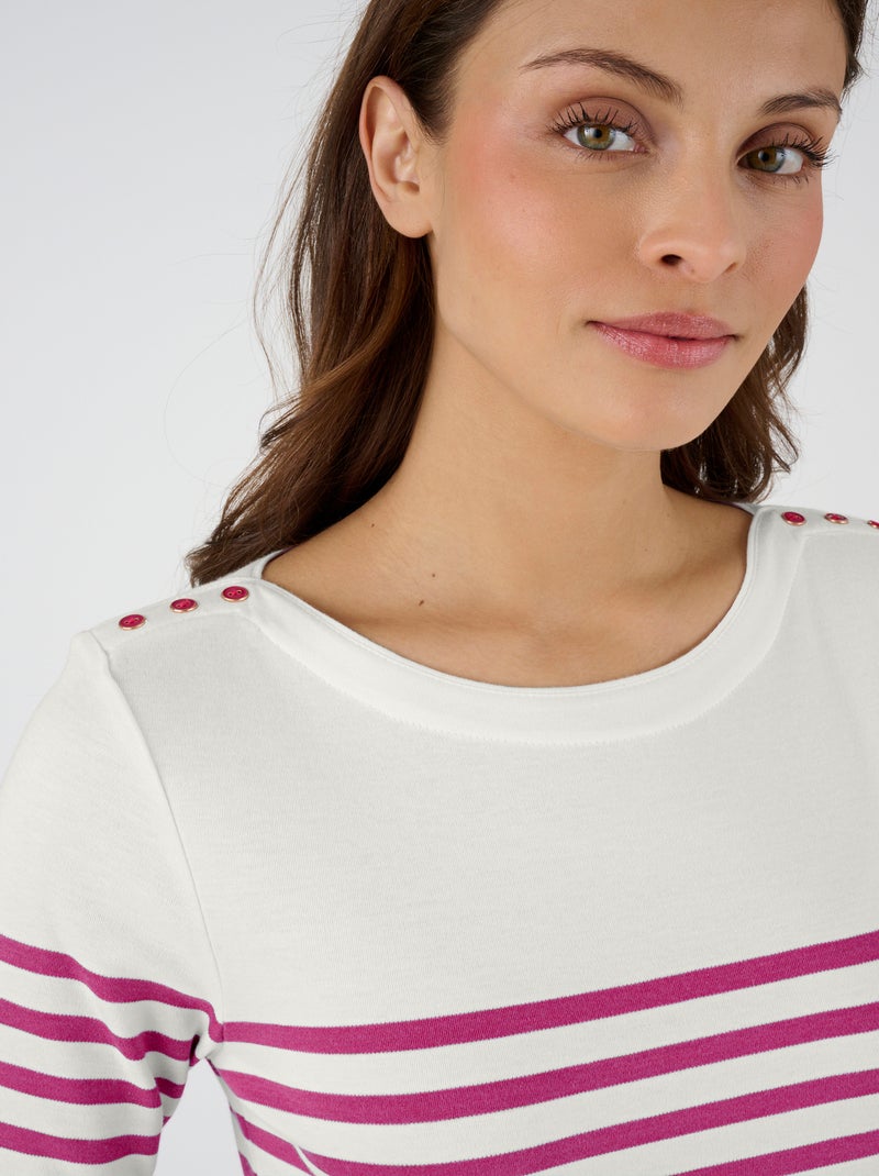 T-shirt uni ou rayé manches 3/4 - Happy D. by Damart Rose - Kiabi