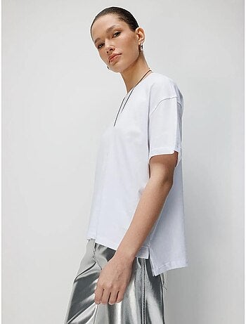 T-shirt uni oversize à col rond et fente mixray