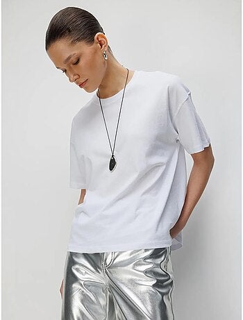 T-shirt uni oversize à col rond et fente mixray