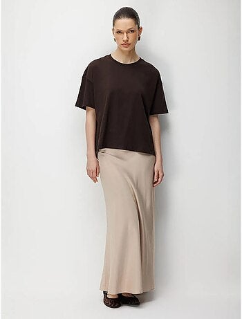T-shirt uni oversize à col rond et fente mixray