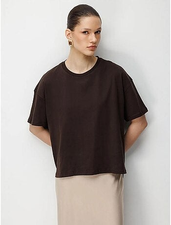 T-shirt uni oversize à col rond et fente mixray