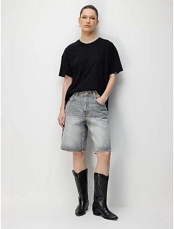 T-shirt uni oversize à col rond et fente mixray