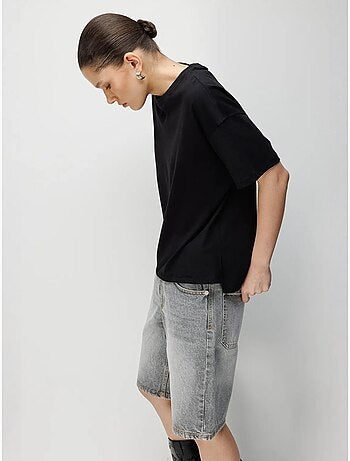 T-shirt uni oversize à col rond et fente mixray