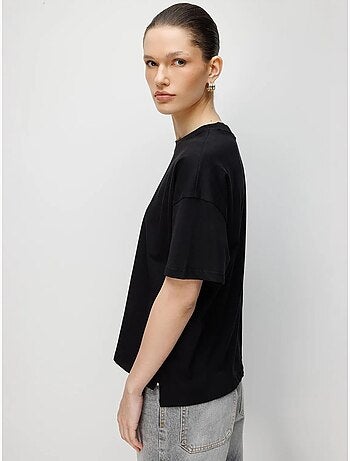 T-shirt uni oversize à col rond et fente mixray