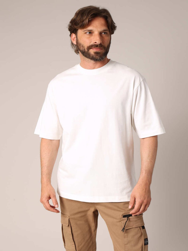 T-shirt uni oversize en 100% coton  'Deeluxe' Ecru - Kiabi