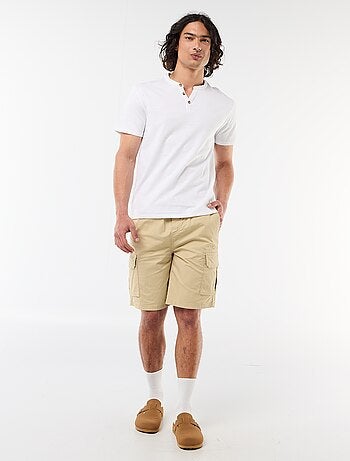 T-shirt homme uni à col tunisien
