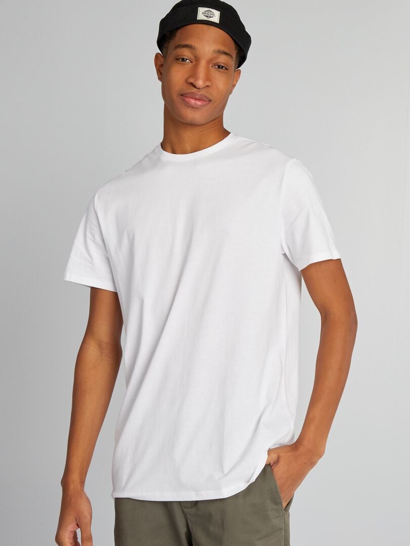 T-shirt uni pur coton +1m90 blanc - Kiabi