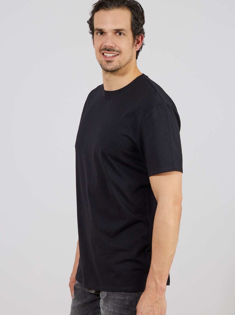 T-shirt uni pur coton +1m90 noir - Kiabi