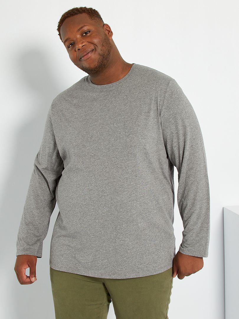 T-shirt uni pur coton gris - Kiabi