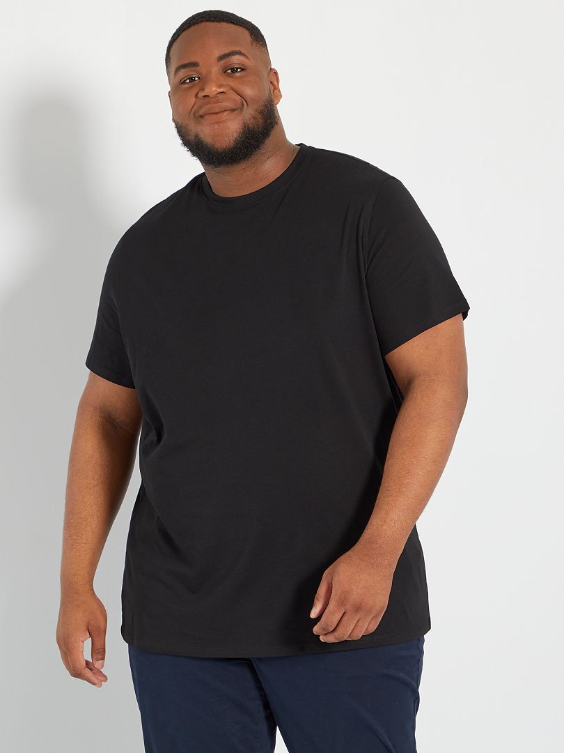 T-shirt uni pur coton noir - Kiabi